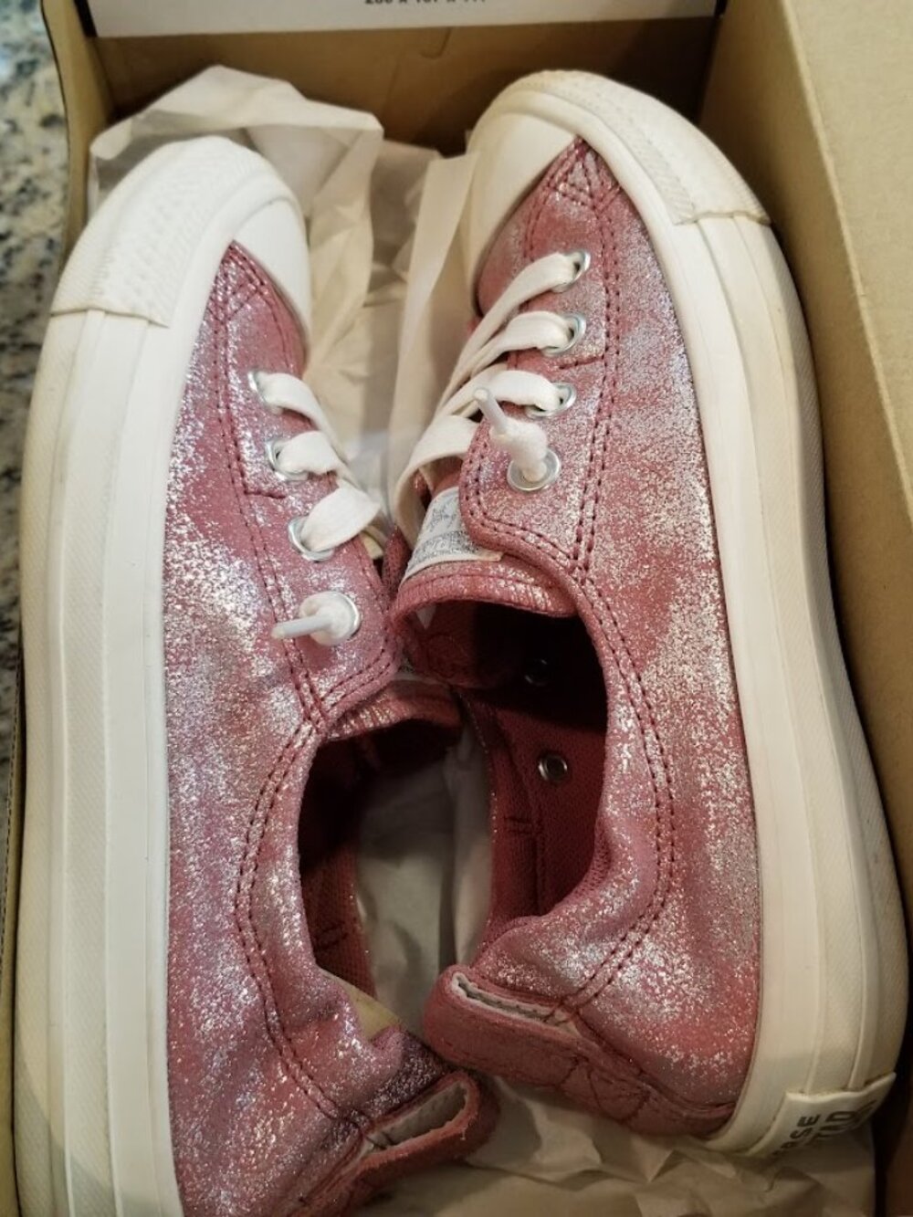 Converse Slip On Sneaker Royal Flushed Metalllic Glitter Pink Shoes Size 6 Women